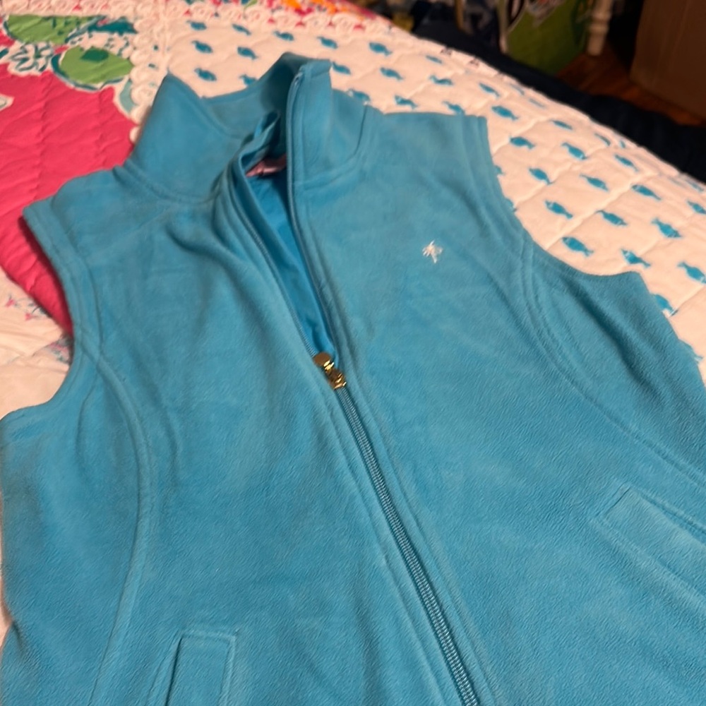 Lilly Pulitzer Blue Sleeveless fleece  Zip-Up Vest size XS